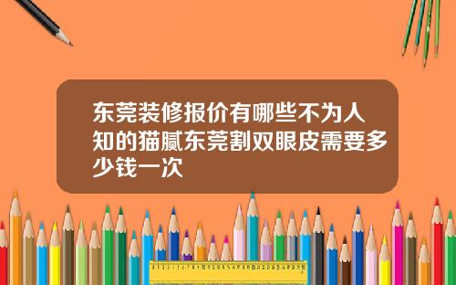 东莞装修报价有哪些不为人知的猫腻东莞割双眼皮需要多少钱一次