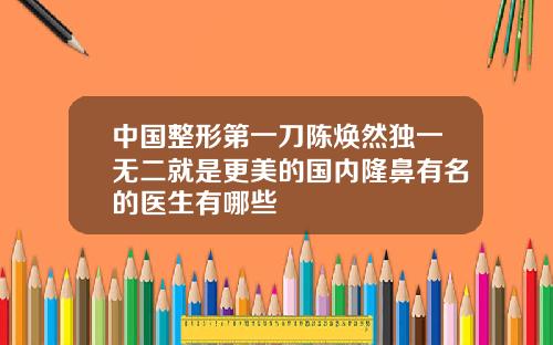 中国整形第一刀陈焕然独一无二就是更美的国内隆鼻有名的医生有哪些