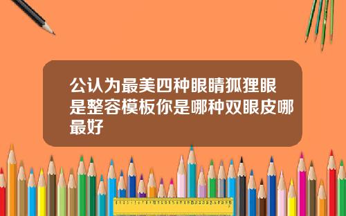 公认为最美四种眼睛狐狸眼是整容模板你是哪种双眼皮哪最好