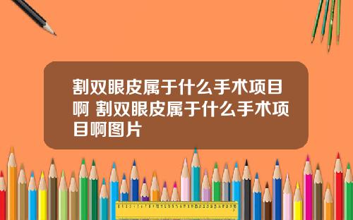 割双眼皮属于什么手术项目啊 割双眼皮属于什么手术项目啊图片