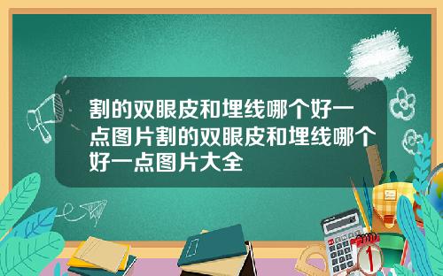 割的双眼皮和埋线哪个好一点图片割的双眼皮和埋线哪个好一点图片大全