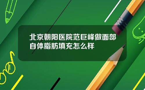 北京朝阳医院范巨峰做面部自体脂肪填充怎么样