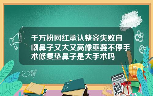 千万粉网红承认整容失败自嘲鼻子又大又高像巫婆不停手术修复垫鼻子是大手术吗