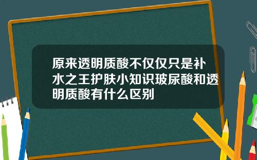 原来透明质酸不仅仅只是补水之王护肤小知识玻尿酸和透明质酸有什么区别