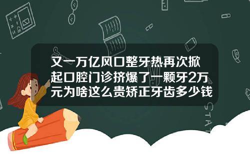 又一万亿风口整牙热再次掀起口腔门诊挤爆了一颗牙2万元为啥这么贵矫正牙齿多少钱一次正常
