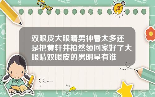 双眼皮大眼睛男神看太多还是把黄轩井柏然领回家好了大眼睛双眼皮的男明星有谁