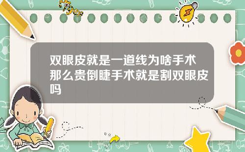双眼皮就是一道线为啥手术那么贵倒睫手术就是割双眼皮吗