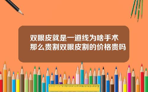 双眼皮就是一道线为啥手术那么贵割双眼皮割的价格贵吗