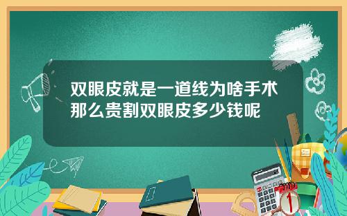 双眼皮就是一道线为啥手术那么贵割双眼皮多少钱呢