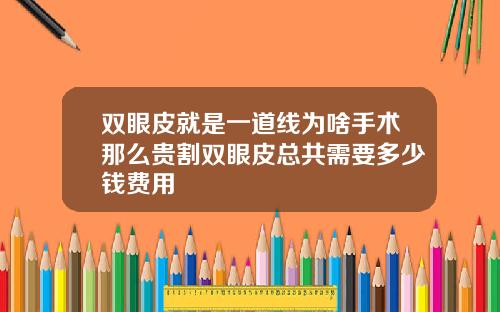 双眼皮就是一道线为啥手术那么贵割双眼皮总共需要多少钱费用
