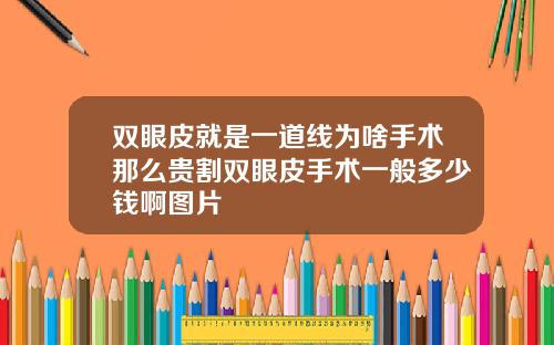 双眼皮就是一道线为啥手术那么贵割双眼皮手术一般多少钱啊图片