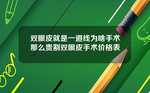 双眼皮就是一道线为啥手术那么贵割双眼皮手术价格表