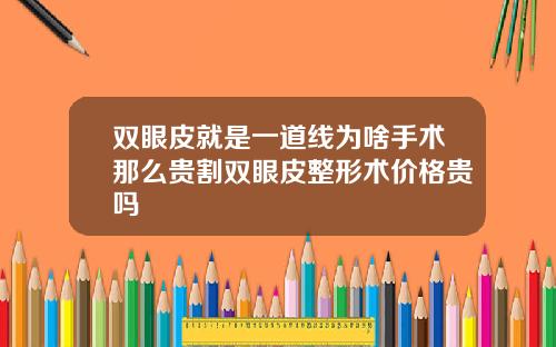 双眼皮就是一道线为啥手术那么贵割双眼皮整形术价格贵吗