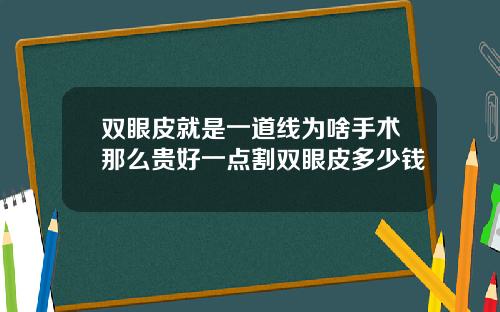 双眼皮就是一道线为啥手术那么贵好一点割双眼皮多少钱
