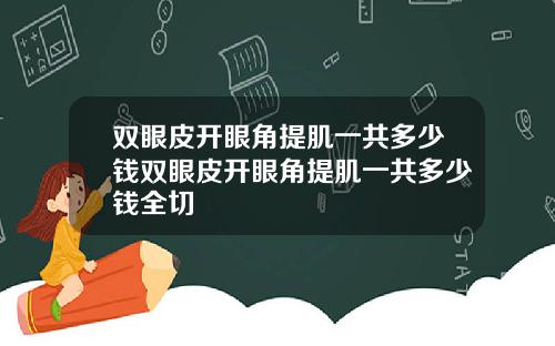 双眼皮开眼角提肌一共多少钱双眼皮开眼角提肌一共多少钱全切