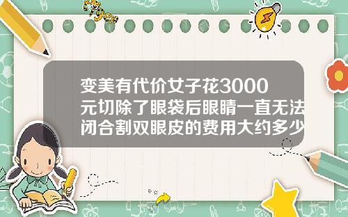 变美有代价女子花3000元切除了眼袋后眼睛一直无法闭合割双眼皮的费用大约多少