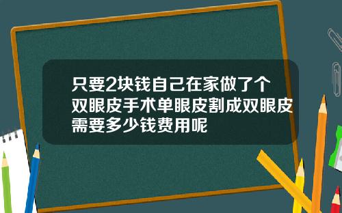 只要2块钱自己在家做了个双眼皮手术单眼皮割成双眼皮需要多少钱费用呢