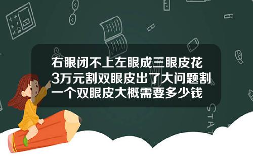右眼闭不上左眼成三眼皮花3万元割双眼皮出了大问题割一个双眼皮大概需要多少钱