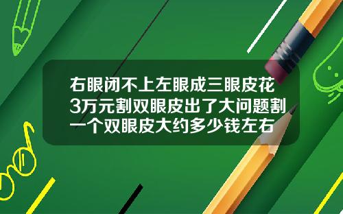 右眼闭不上左眼成三眼皮花3万元割双眼皮出了大问题割一个双眼皮大约多少钱左右