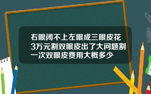 右眼闭不上左眼成三眼皮花3万元割双眼皮出了大问题割一次双眼皮费用大概多少