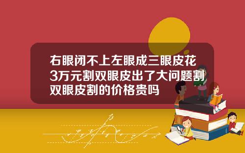 右眼闭不上左眼成三眼皮花3万元割双眼皮出了大问题割双眼皮割的价格贵吗