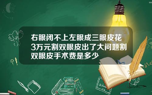 右眼闭不上左眼成三眼皮花3万元割双眼皮出了大问题割双眼皮手术费是多少