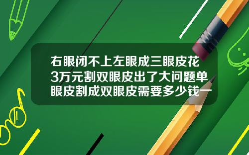 右眼闭不上左眼成三眼皮花3万元割双眼皮出了大问题单眼皮割成双眼皮需要多少钱一次手术