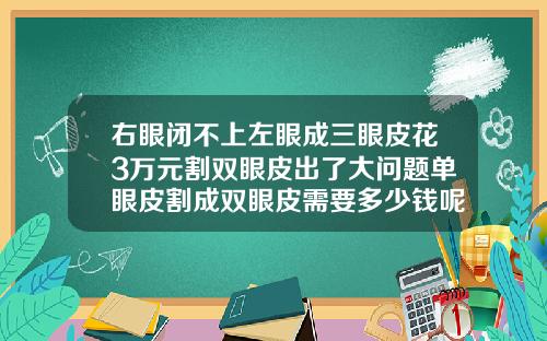 右眼闭不上左眼成三眼皮花3万元割双眼皮出了大问题单眼皮割成双眼皮需要多少钱呢图片