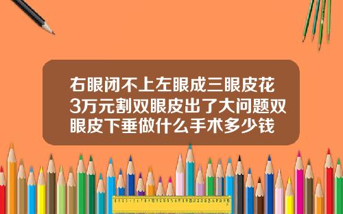 右眼闭不上左眼成三眼皮花3万元割双眼皮出了大问题双眼皮下垂做什么手术多少钱