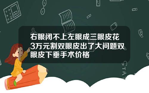 右眼闭不上左眼成三眼皮花3万元割双眼皮出了大问题双眼皮下垂手术价格