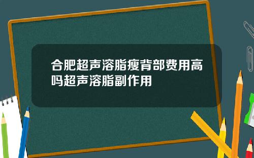 合肥超声溶脂瘦背部费用高吗超声溶脂副作用