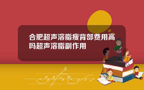 合肥超声溶脂瘦背部费用高吗超声溶脂副作用