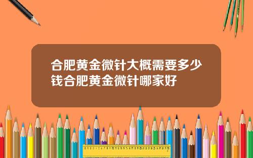 合肥黄金微针大概需要多少钱合肥黄金微针哪家好