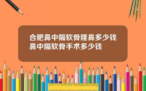 合肥鼻中隔软骨隆鼻多少钱鼻中隔软骨手术多少钱