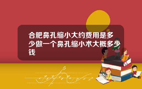 合肥鼻孔缩小大约费用是多少做一个鼻孔缩小术大概多少钱