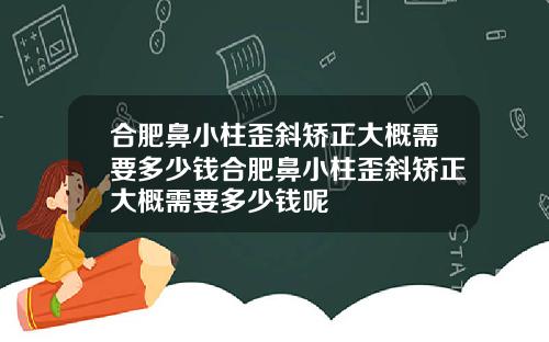 合肥鼻小柱歪斜矫正大概需要多少钱合肥鼻小柱歪斜矫正大概需要多少钱呢