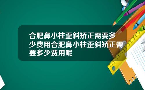 合肥鼻小柱歪斜矫正需要多少费用合肥鼻小柱歪斜矫正需要多少费用呢