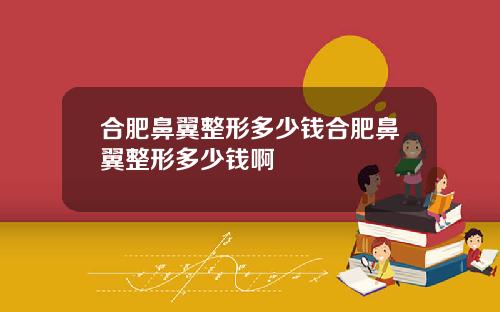 合肥鼻翼整形多少钱合肥鼻翼整形多少钱啊