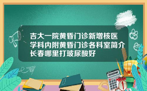 吉大一院黄昏门诊新增核医学科内附黄昏门诊各科室简介长春哪里打玻尿酸好