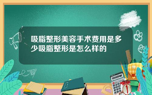 吸脂整形美容手术费用是多少吸脂整形是怎么样的