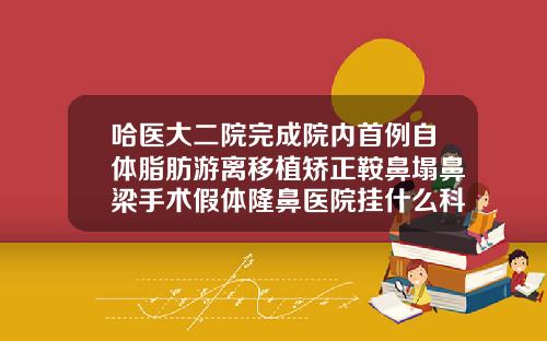 哈医大二院完成院内首例自体脂肪游离移植矫正鞍鼻塌鼻梁手术假体隆鼻医院挂什么科