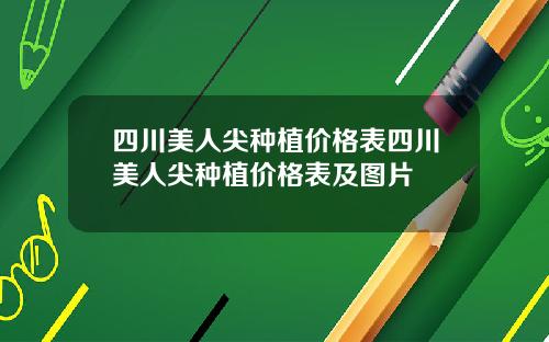 四川美人尖种植价格表四川美人尖种植价格表及图片