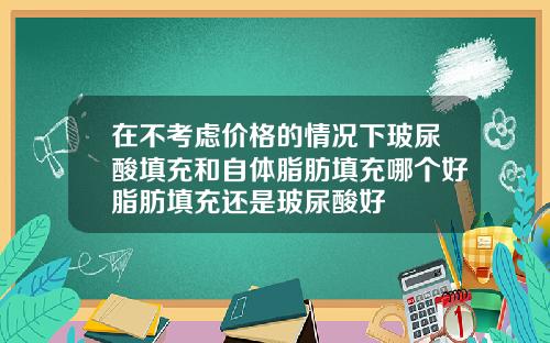 在不考虑价格的情况下玻尿酸填充和自体脂肪填充哪个好脂肪填充还是玻尿酸好