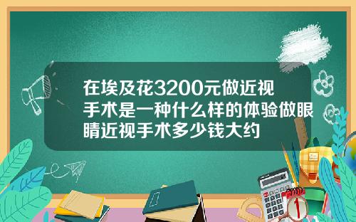 在埃及花3200元做近视手术是一种什么样的体验做眼睛近视手术多少钱大约