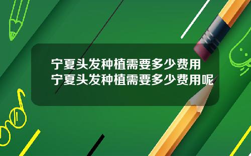 宁夏头发种植需要多少费用宁夏头发种植需要多少费用呢