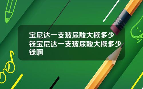 宝尼达一支玻尿酸大概多少钱宝尼达一支玻尿酸大概多少钱啊