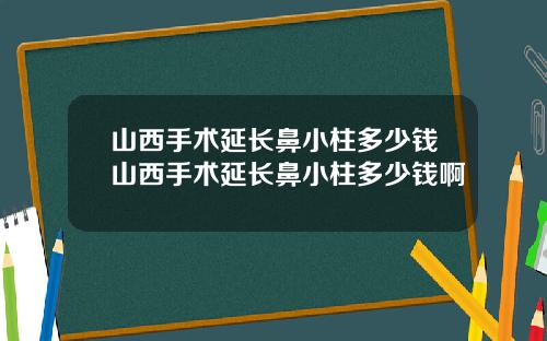 山西手术延长鼻小柱多少钱山西手术延长鼻小柱多少钱啊
