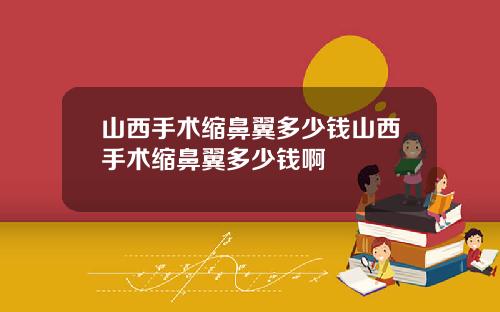 山西手术缩鼻翼多少钱山西手术缩鼻翼多少钱啊