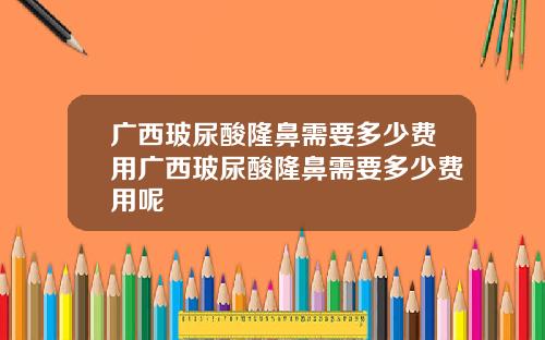 广西玻尿酸隆鼻需要多少费用广西玻尿酸隆鼻需要多少费用呢
