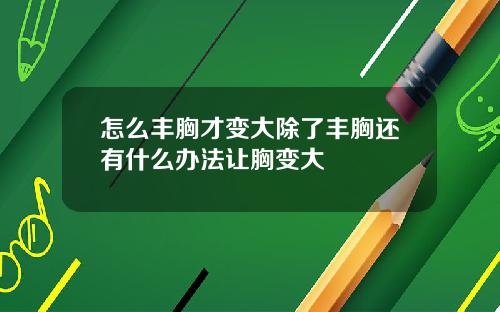 怎么丰胸才变大除了丰胸还有什么办法让胸变大